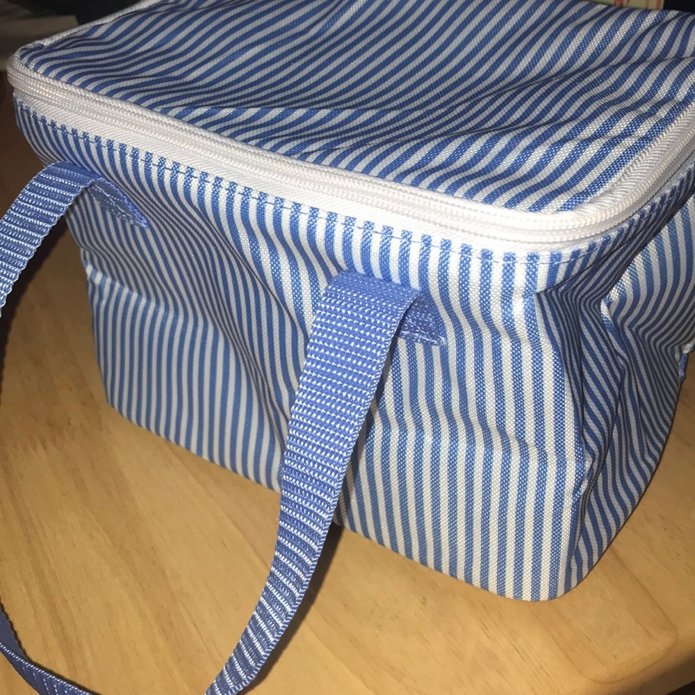 New square makeup bag or lunch box in stripe